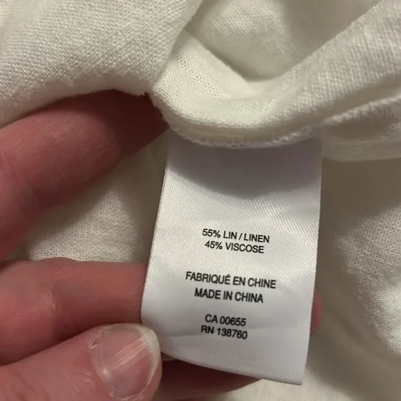 White Linen Peplum Top, Sz S - Picture 7 of 8